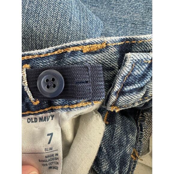 Old Navy Boys Medium Wash Wide Leg Adjustable Waist Denim Jeans Size 7 - Picture 5 of 8
